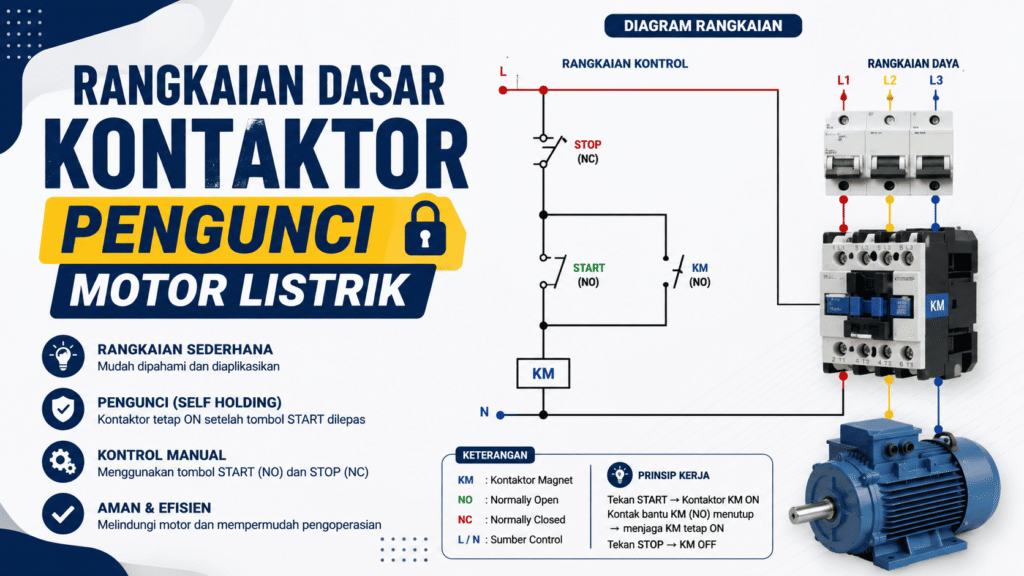 Rangkaian Dasar Kontaktor Pengunci Motor Listrik
